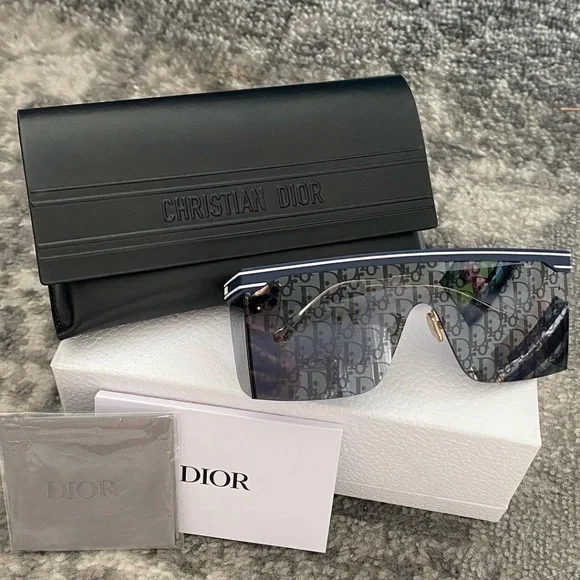 DiorClub M1U Blue Dior Oblique Mask Rectangular Sportswear Sunglasses NEW CHRISTIAN DIOR CLUB Navy Blue Mirror Print Oblique DIORCLUB  main image 4